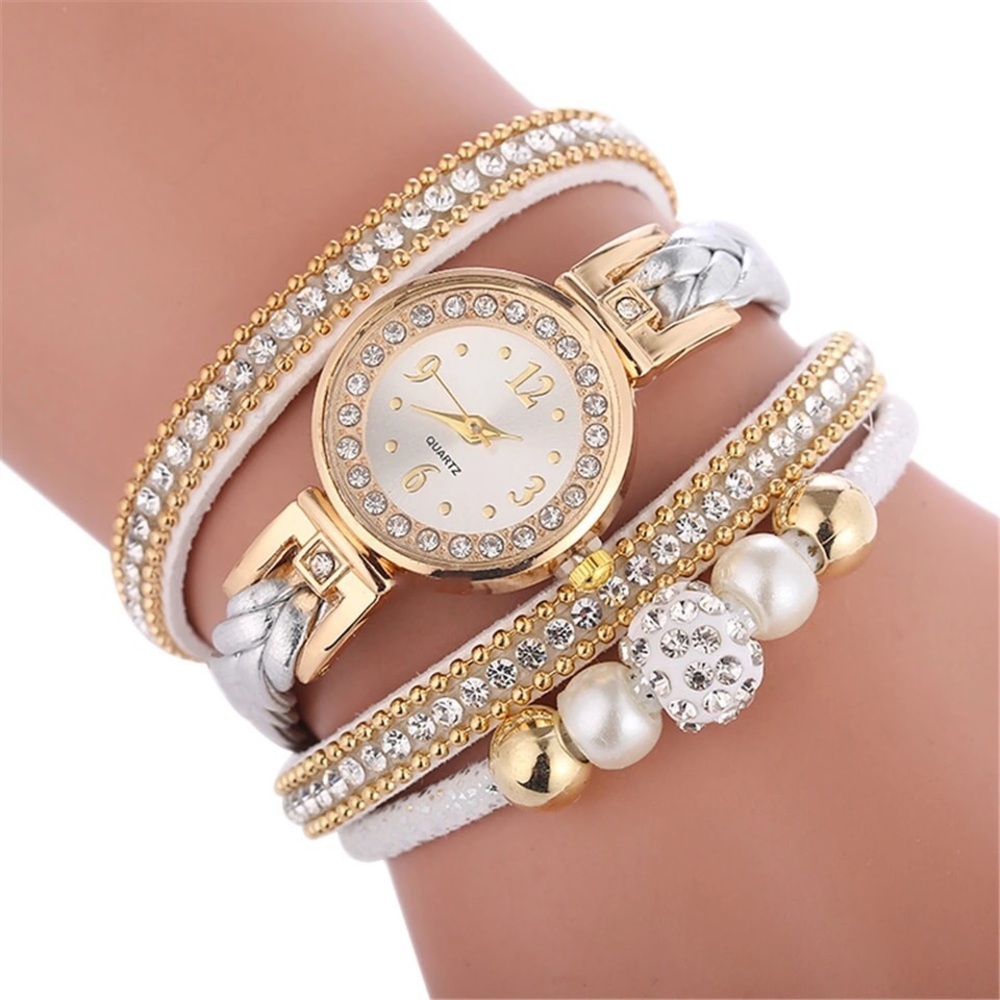 White Wrap Around Wristband Bracelet Watch